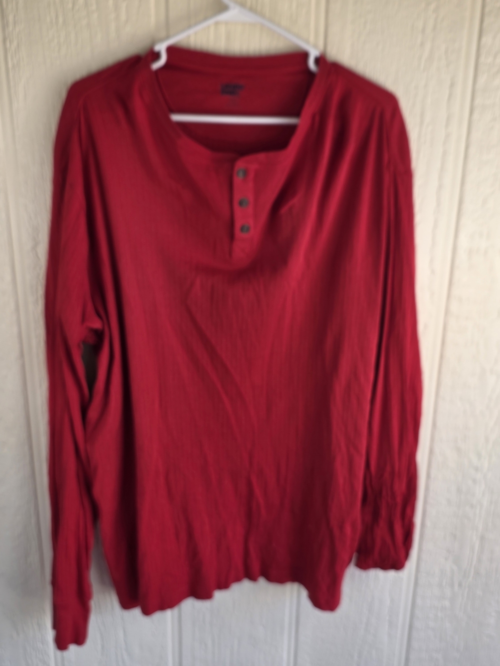 Lands' End Men's Red Long-Sleeve Henley, Size XLT